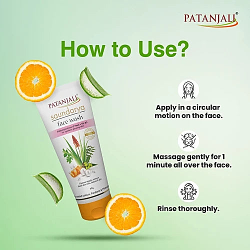 Patanjali Saundarya Face Wash - With Pearl & Vitamin B3, 60 g