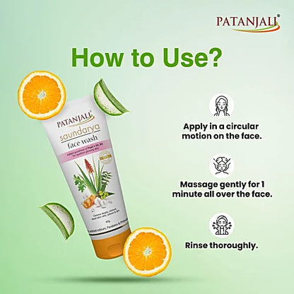 Patanjali Saundarya Face Wash - With Pearl & Vitamin B3, 60 g