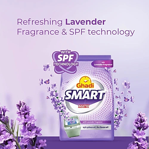 Ghadi Smart Matic TopFront Load Lavender Fragrance Detergent Powder, 85 g
