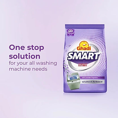 Ghadi Smart Matic TopFront Load Lavender Fragrance Detergent Powder, 85 g