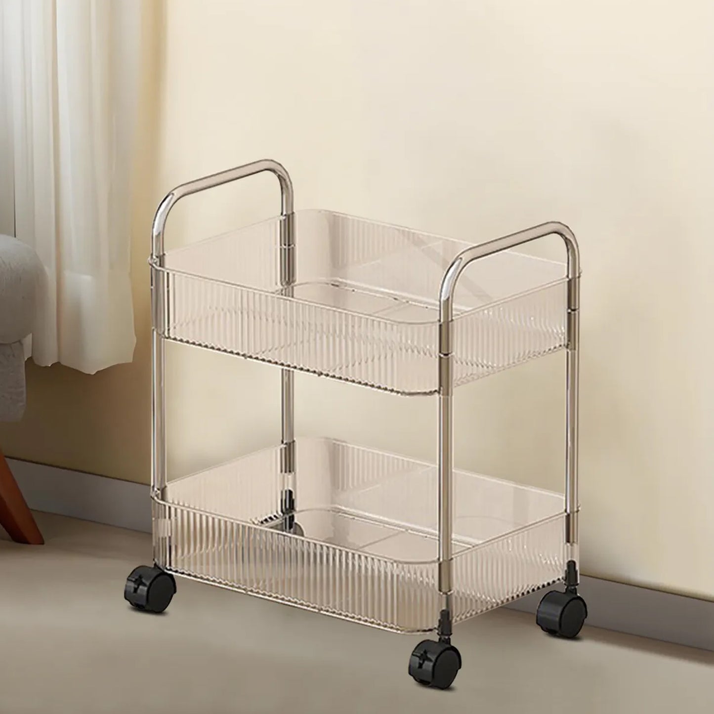 2 Layer Multipurpose Storage Trolley With Wheels (1 Pc)