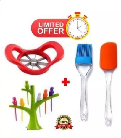 Combo of Apple Cutter , Oil Brush , Spatula & Bird Fruit Fork