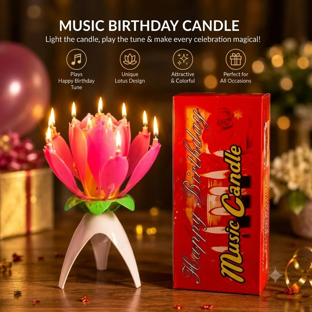 Musical Rotating Lotus Birthday Candle