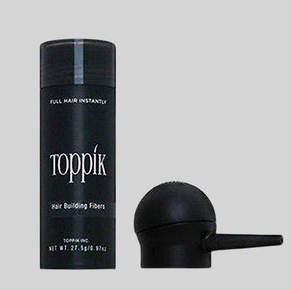 Toppik Hair Building Fibers, Keratin-Derived Fibres for Naturally Thicker Looking Hair, Cover bald spot - Black 27.5 gm with Spray Applicator, Combo Pack