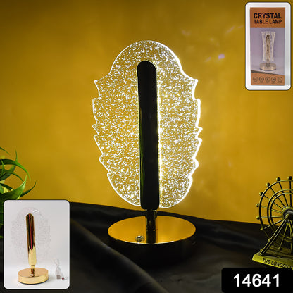 Elegant Feather Shape Crystal Table Lamp (1 Pc)