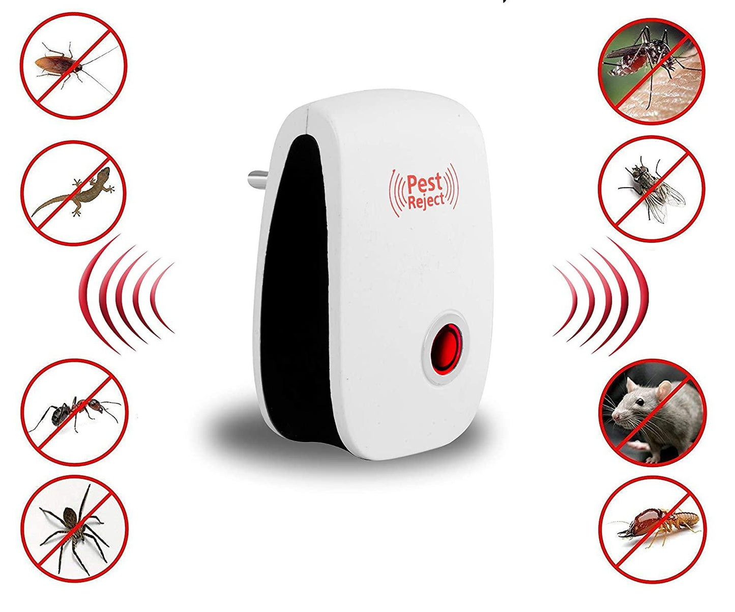 Ultrasonic Pest Repeller Machine for Mosquito Rats Cockroach Home Plug in Electric Pest Repellent Pest Control Reject Aid (Red)