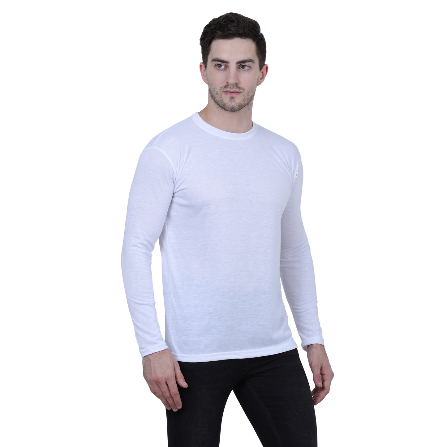 Cotton Blend Solid Full Sleeves Men's Stylish Tshirt