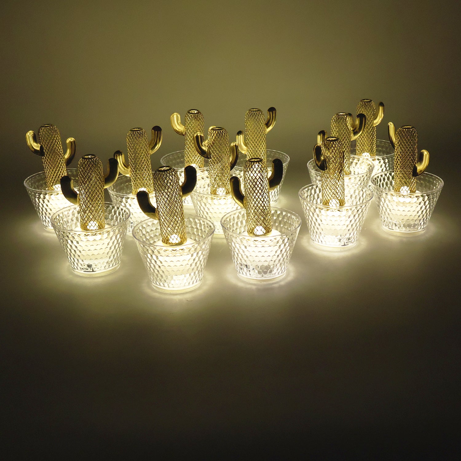 Decorative Cactus Shape Led Tealight Candles (12 Pc)