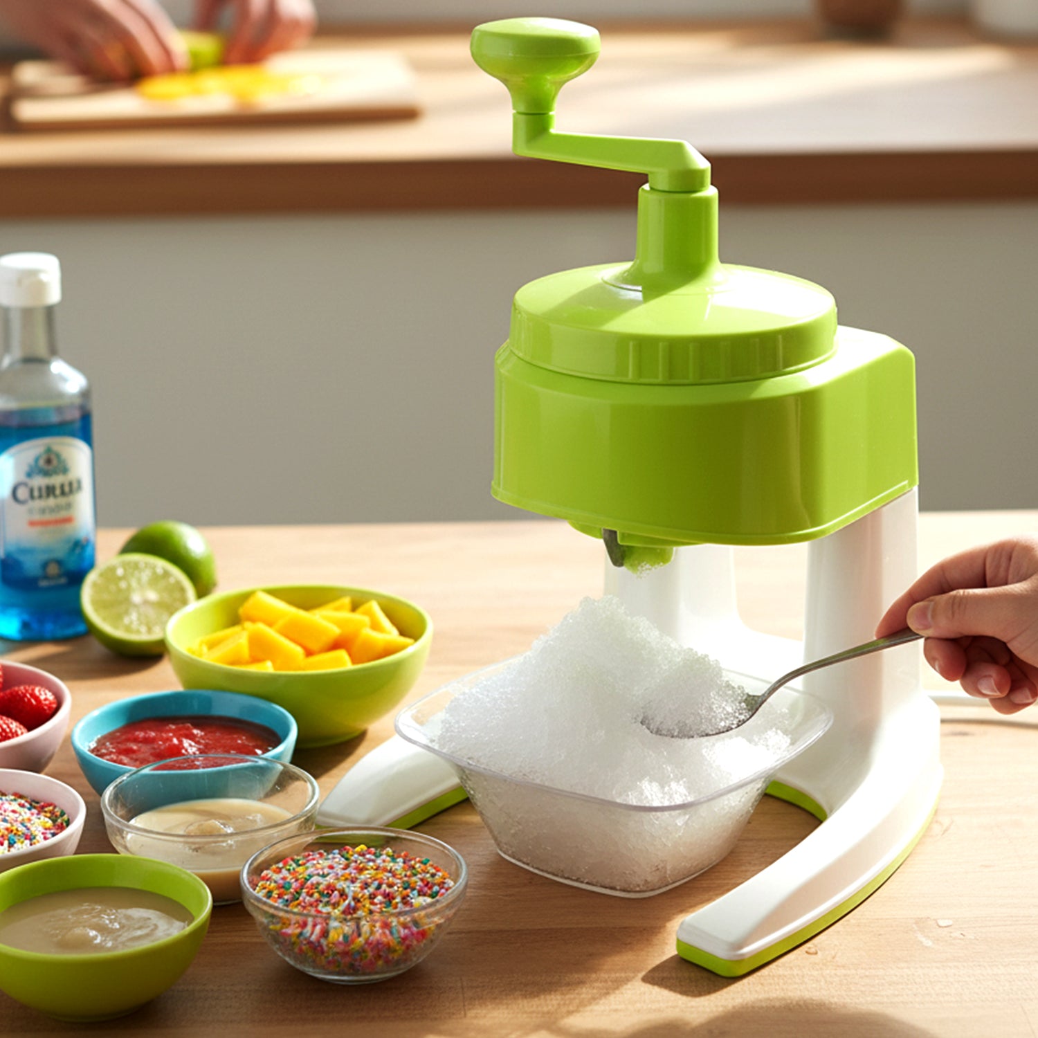 Manual Hand Crank Ice Crusher Snow Maker Machine (1 Set Mix Color)