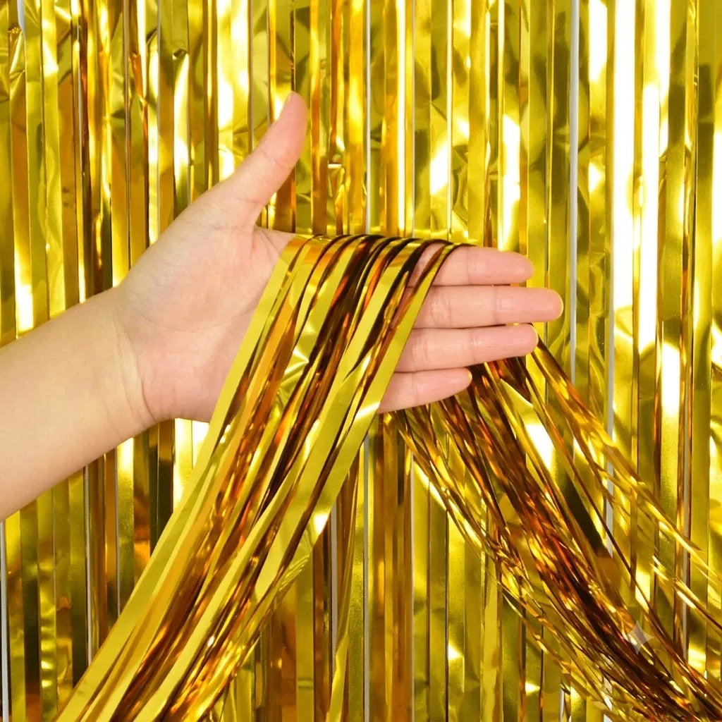 Foil Fringe Curtain, Golden