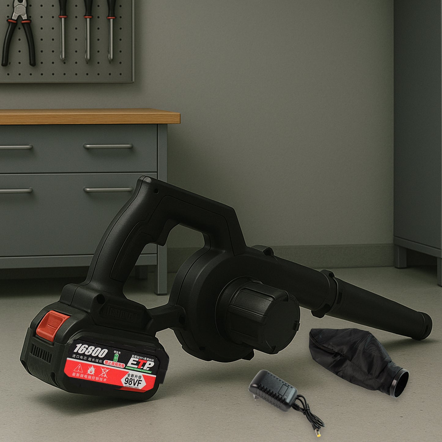 Multi-purpose Home And Garden Air Blower And Suction Vacuum Combo Kit With Collection Bag For Easy Cleaning