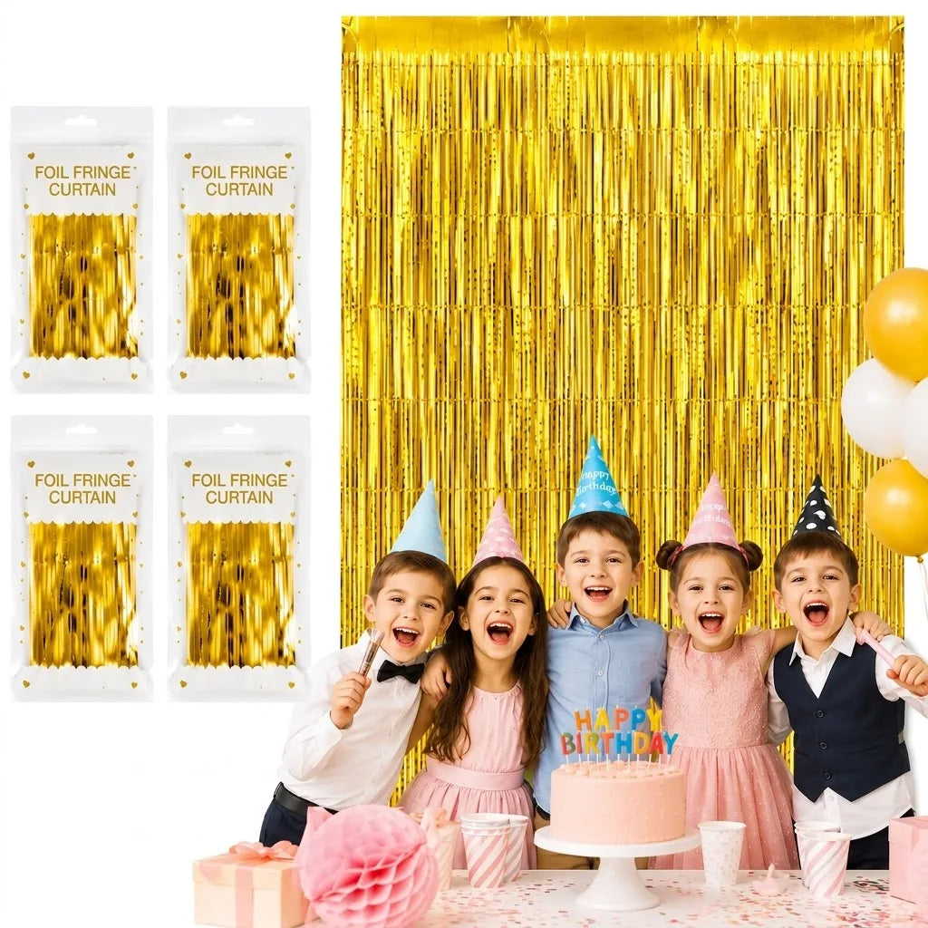Foil Fringe Curtain, Golden