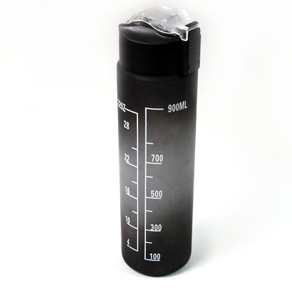 Plastic Black Motivational Water Bottle With Straw (900 Ml)