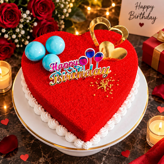 Heart Shaped Red Velvet Birthday Cake, 1 Pound