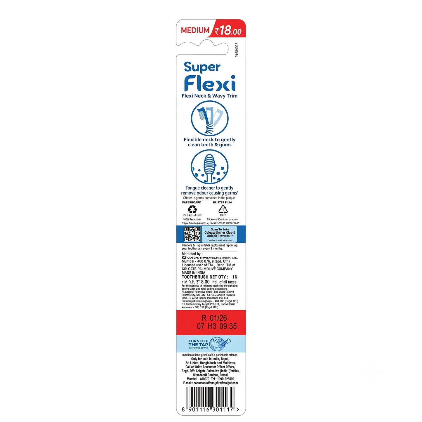 Colgate Super Flexi Toothbrush, Medium, 1 pc