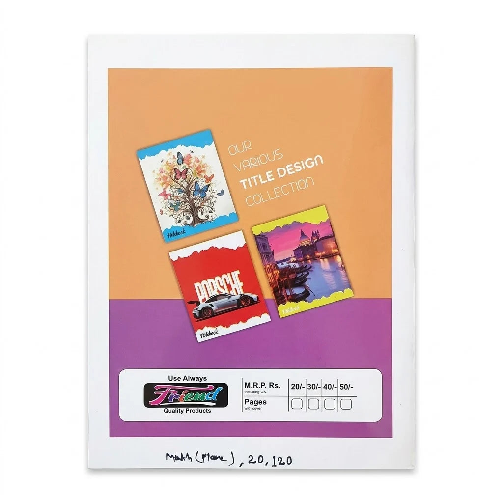 Friend Plain Maths Notebook / Copy for Students, 120 Pages