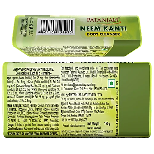 Patanjali Neem Kanti Body Cleanser, 150 g (Pack of 4)