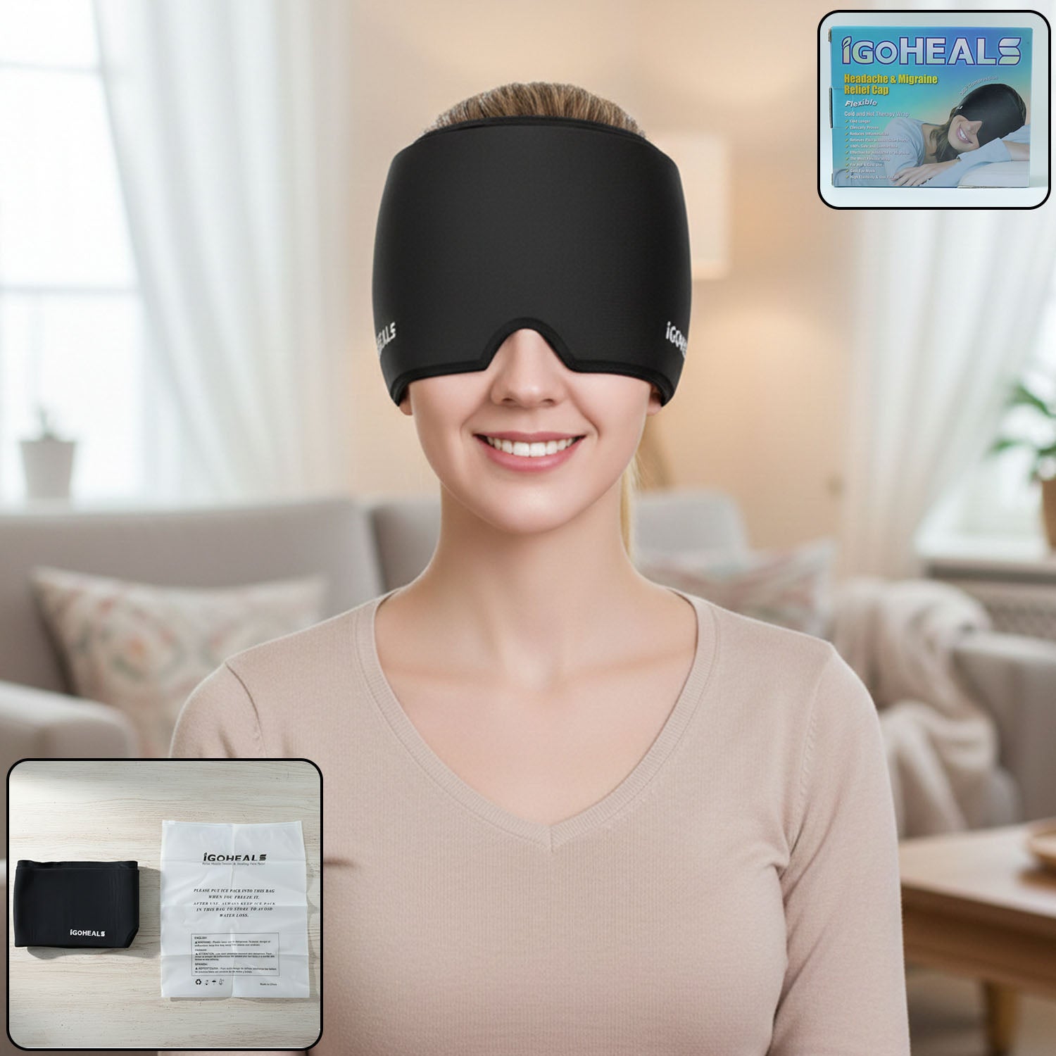 Hot  Cold Therapy Headache Relief Cap (1 Pc)