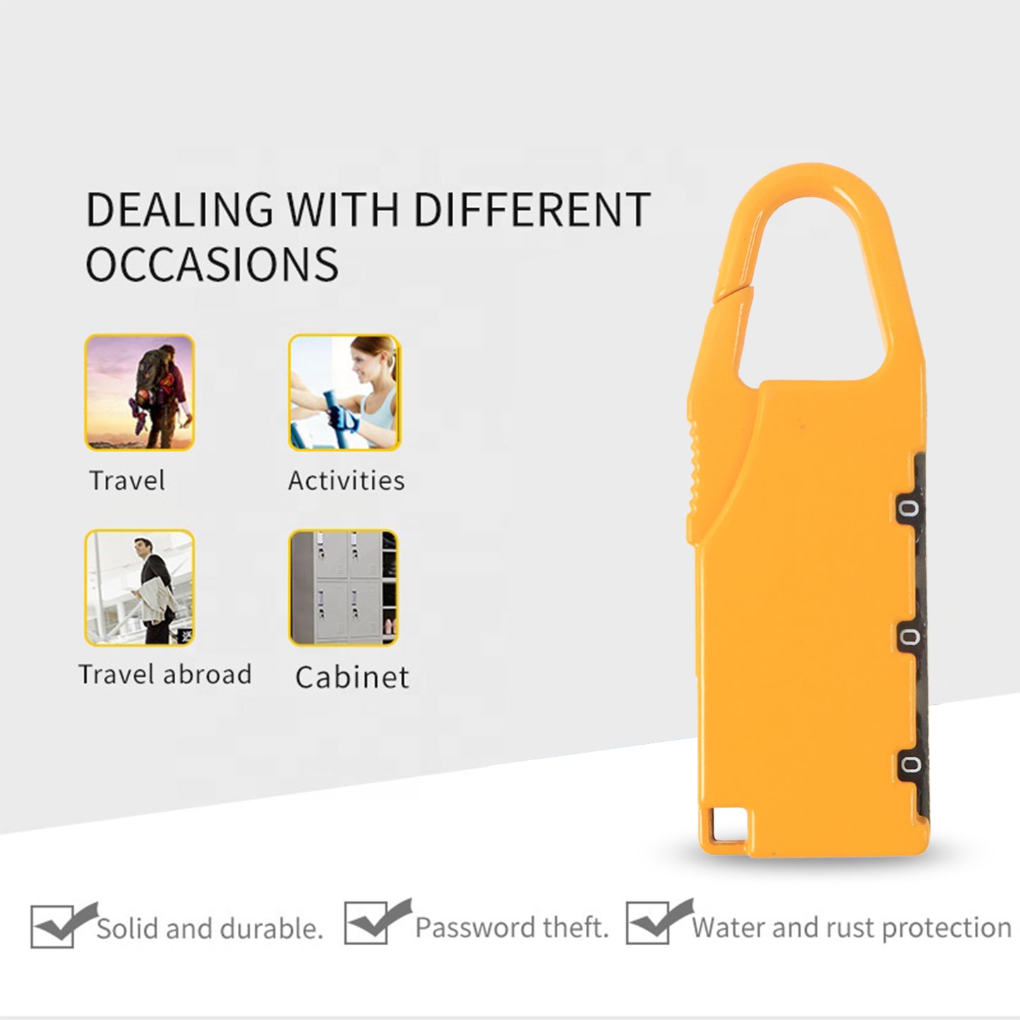 Portable 3-digit Combination Number Lock (1 Pc)