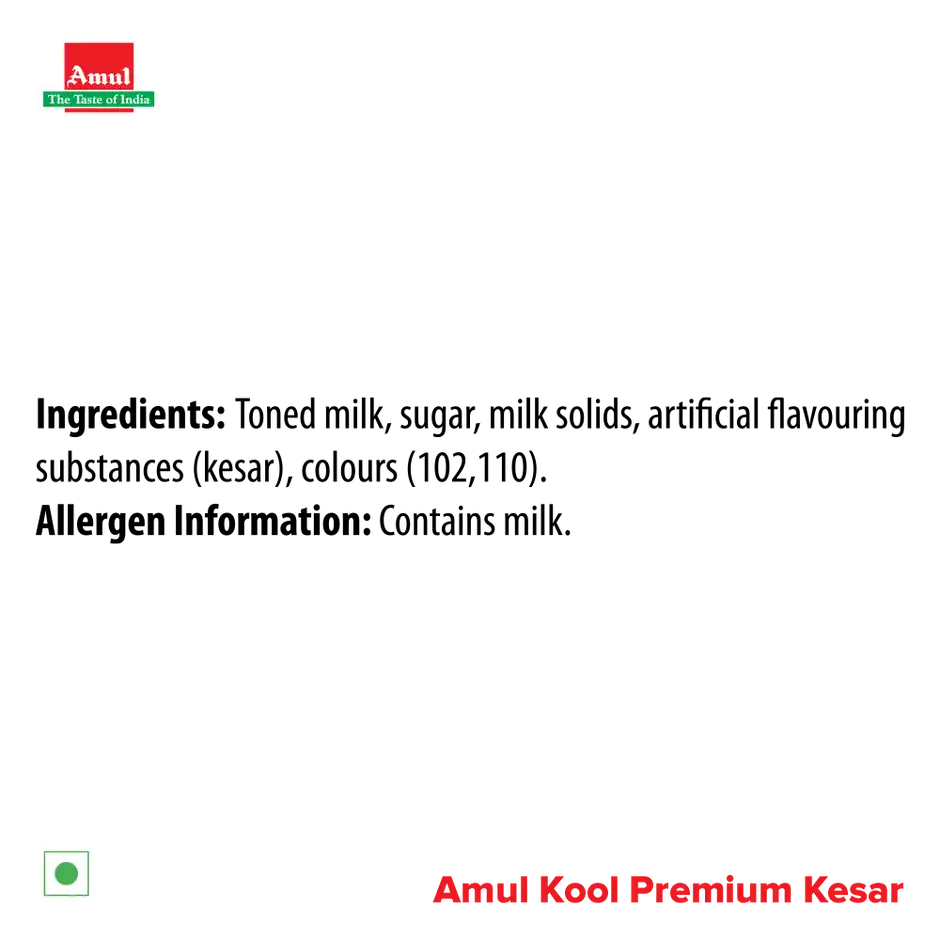 Amul Gold Kool Premium Kesar Flavoured Milk, 180 ml
