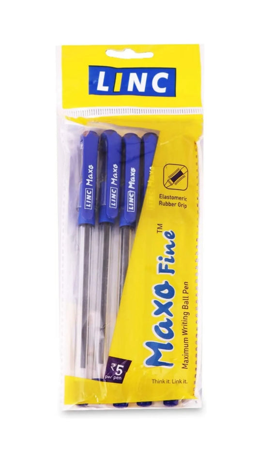 Linc Maxo Fine Ball Pen - Blue, 1 Packet, 5 Pcs