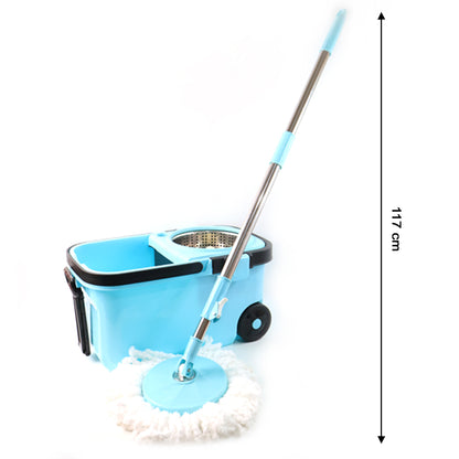 360 Spin Mop With Super Absorbent Microfiber Heads (1 Set)