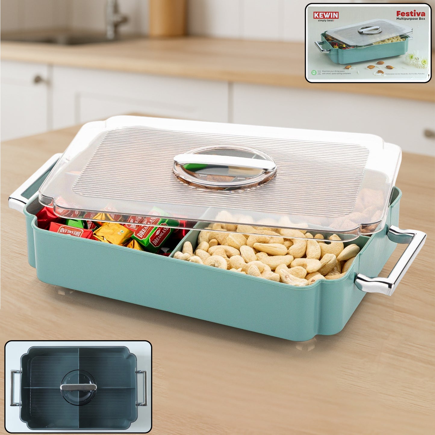4 Compartment Multipurpose Plastic Food Storage Container (1 Pc)
