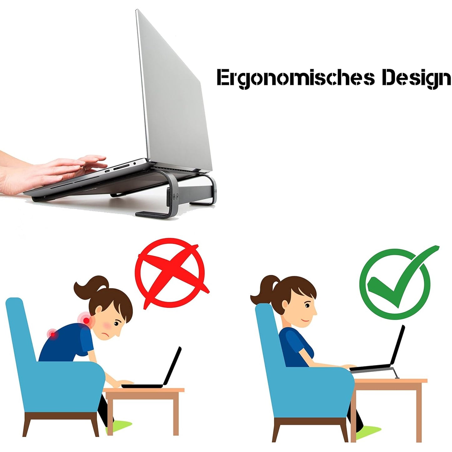 Fixed Metal Laptop Stand For Desk (25  26 Cm)