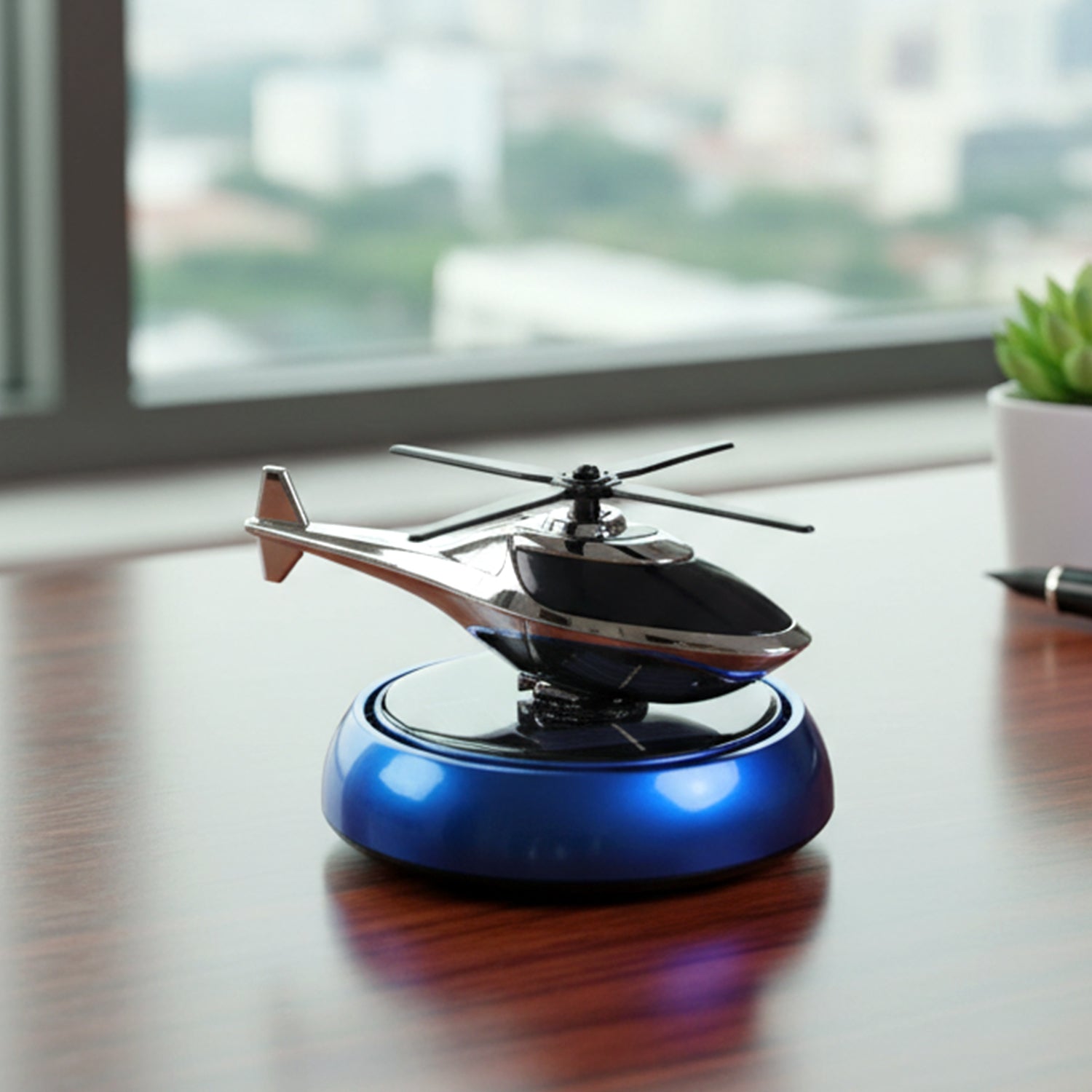 Solar Helicopter Car Dashboard Air Freshener Rotating Perfume Decor