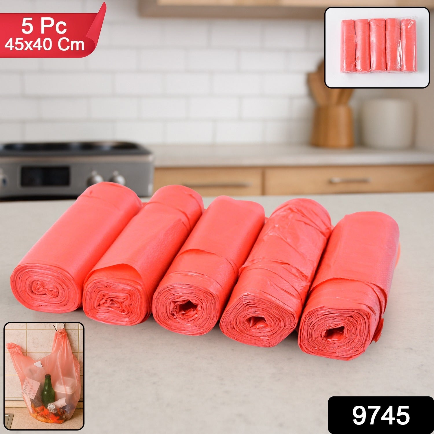 Heavy Duty Garbage Bags 45 X 40 Cm - (5 Pc)