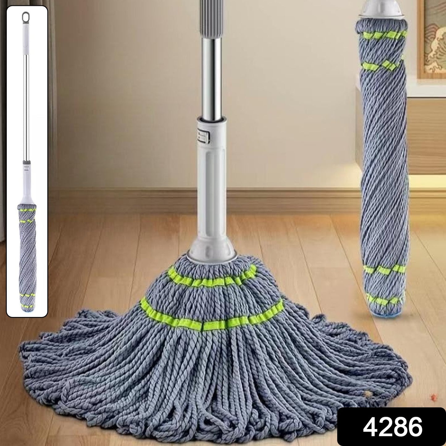 Squeeze Twist Mop Self Wringing Mop Stainless Steel Handle (1 Pc)