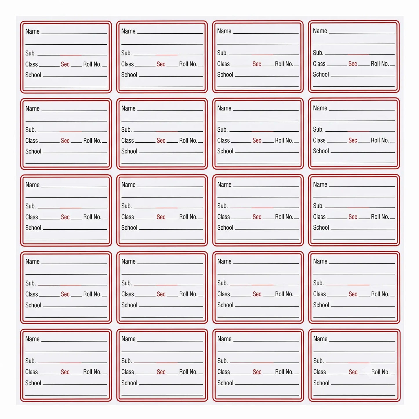 Student Name Labels for Books & Notebooks  Self Adhesive School Name Stickers, (16 Labels Sheet)