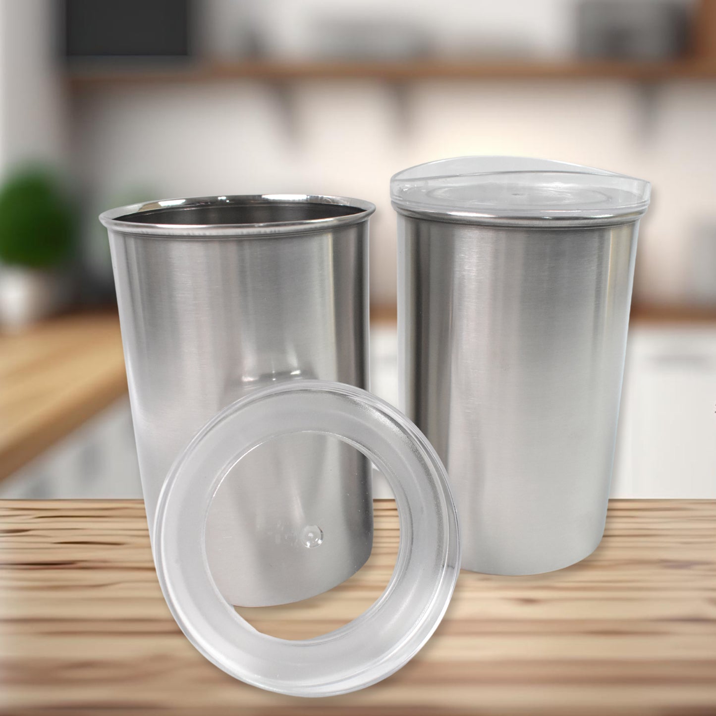 Multipurpose Stainless Steel Airtight Containers With See Through Lid (2 Pc Set  1000 Ml)
