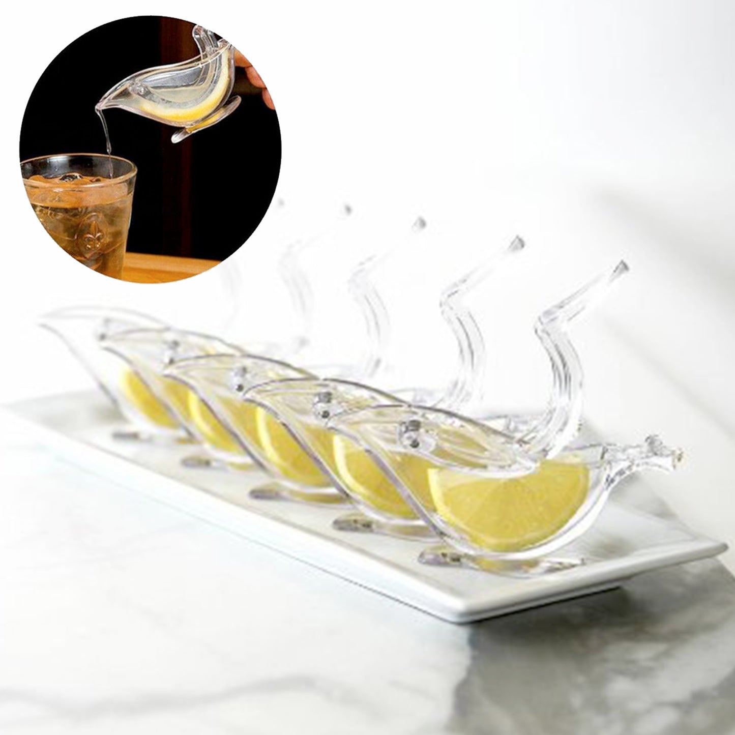 5345 Manual Lemon Slice Squeezer Portable Transparent Fruit Juicer Orange Citrus Manual Bird Shape Hand Juicer For Orange Lemon Limefor Kitchen (Color Box)