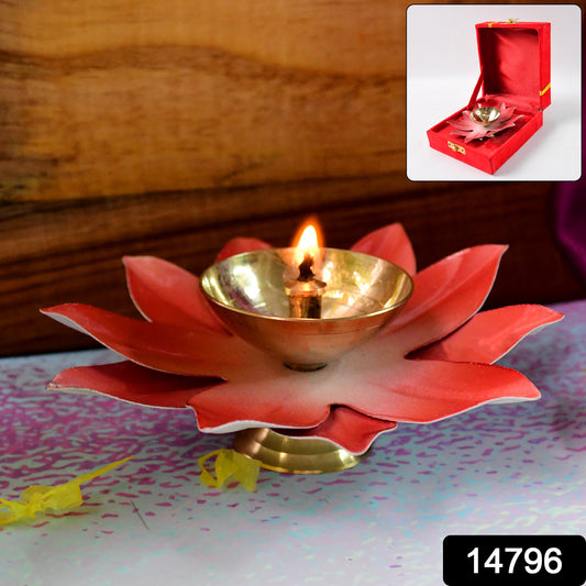 Lotus Shaped Brass Oil Diya (1 Pc)