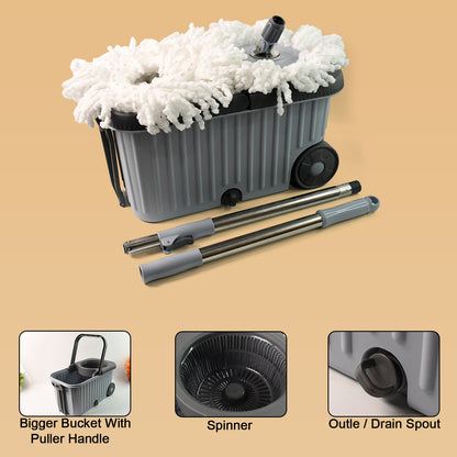 Apex Magic Spin Mop Cleaning Set With Dual Chamber Bucket  Wheels