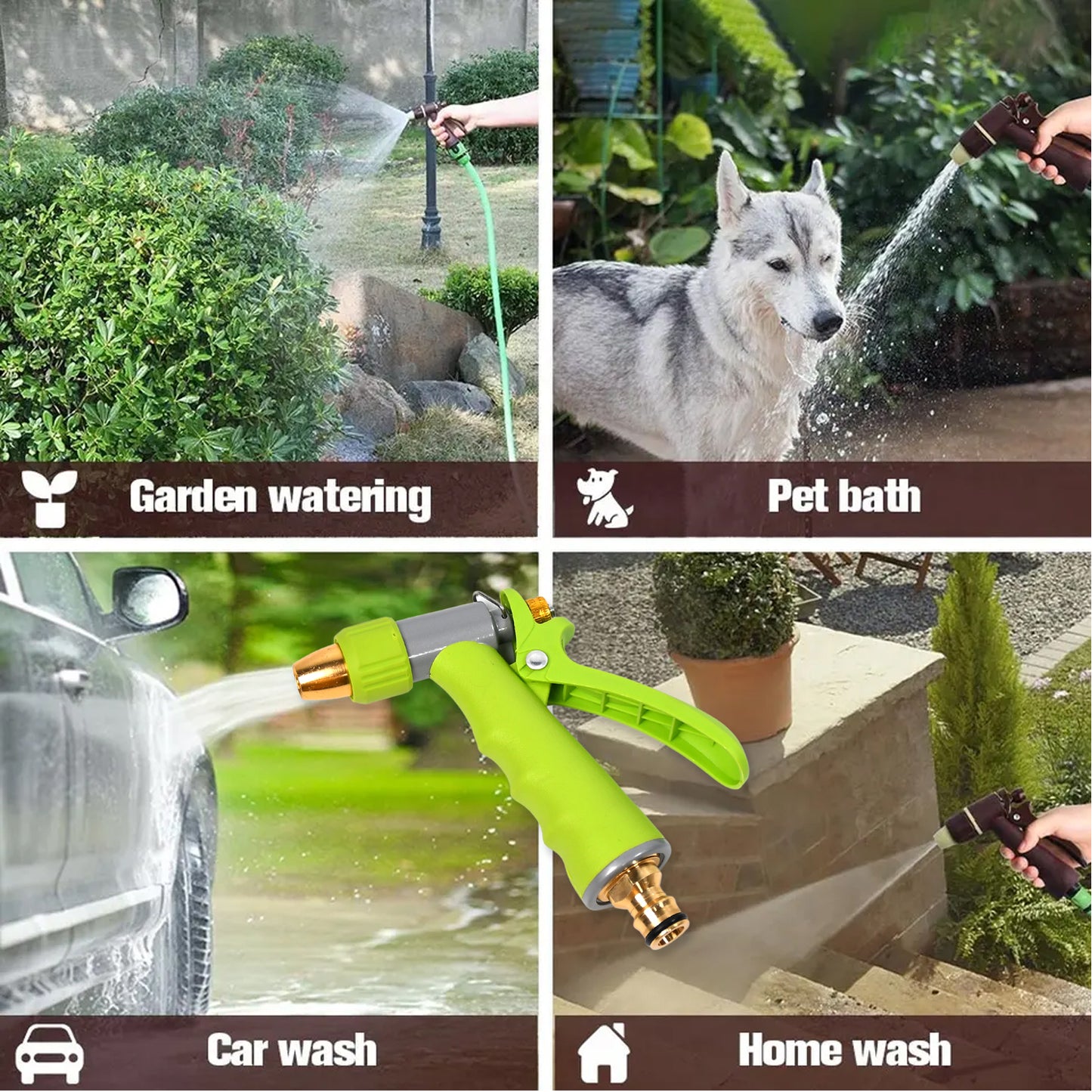 7525 Water Spray Nozzle Hose Sprayer High Pressure Long Range Zinc Alloy Rotatable For Gardening Spray Adjustable High Pressure Car Washer Washing Water Spray Gun