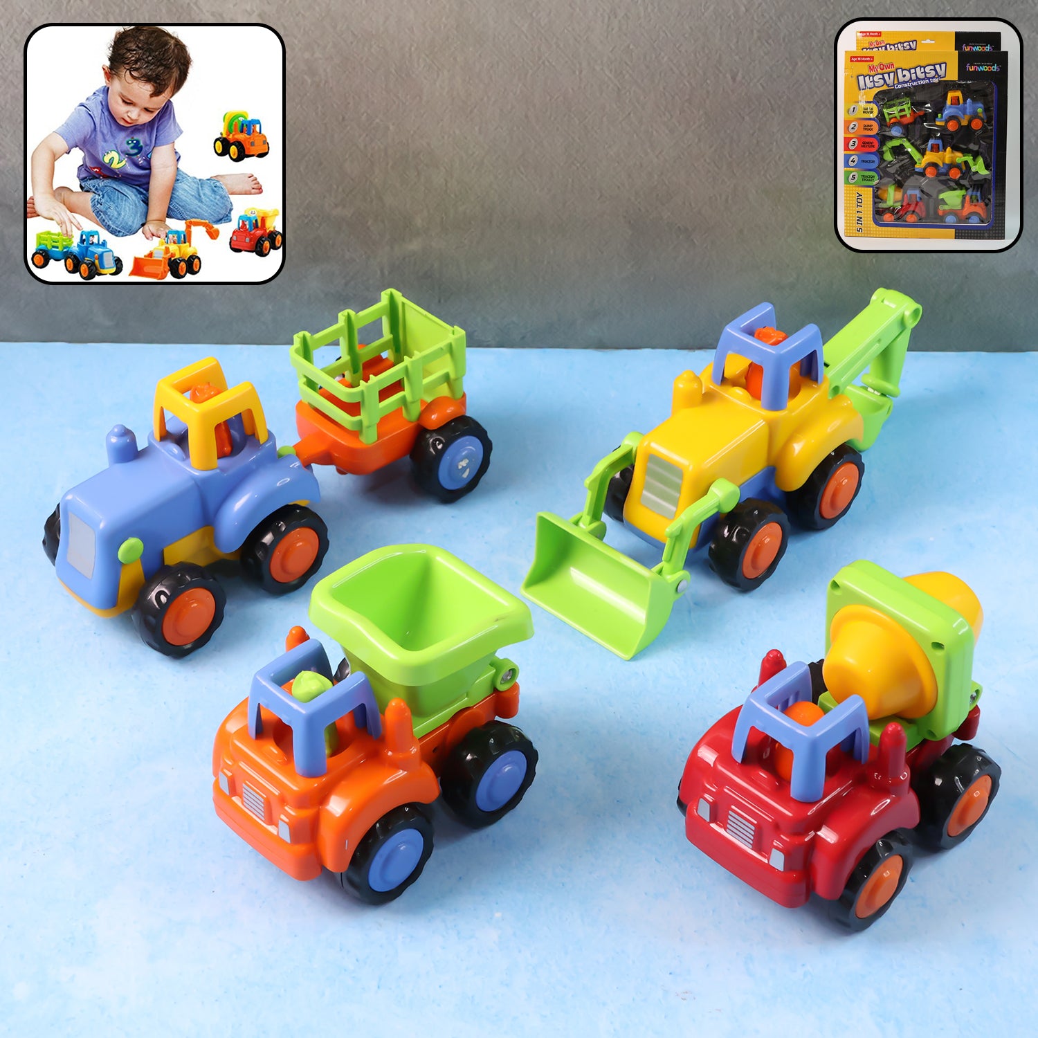 Funwoods Construction Vehicle Toy Set For Kids  (4 Pc)