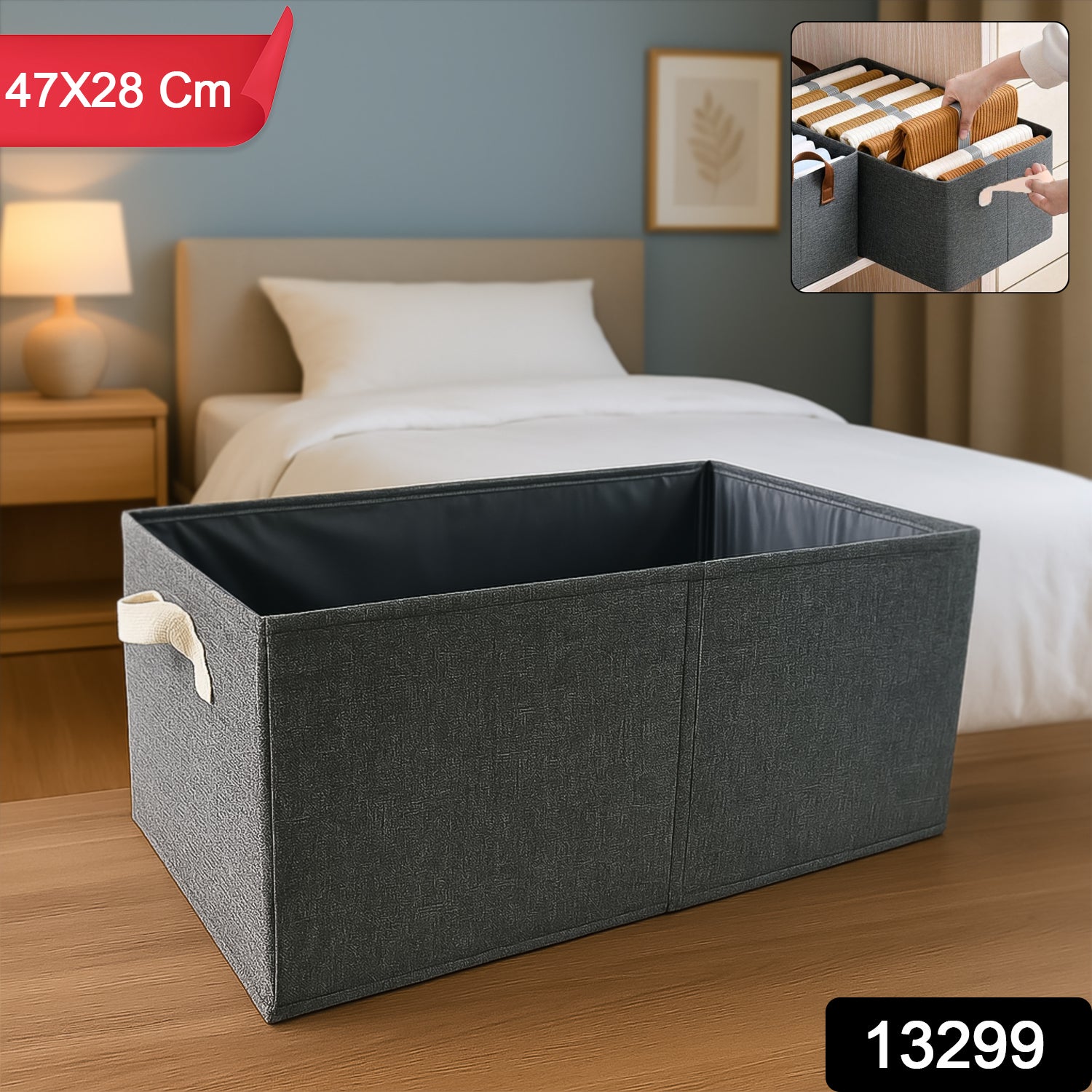 Foldable Cloth Storage Box With Handles (4728 Cm)