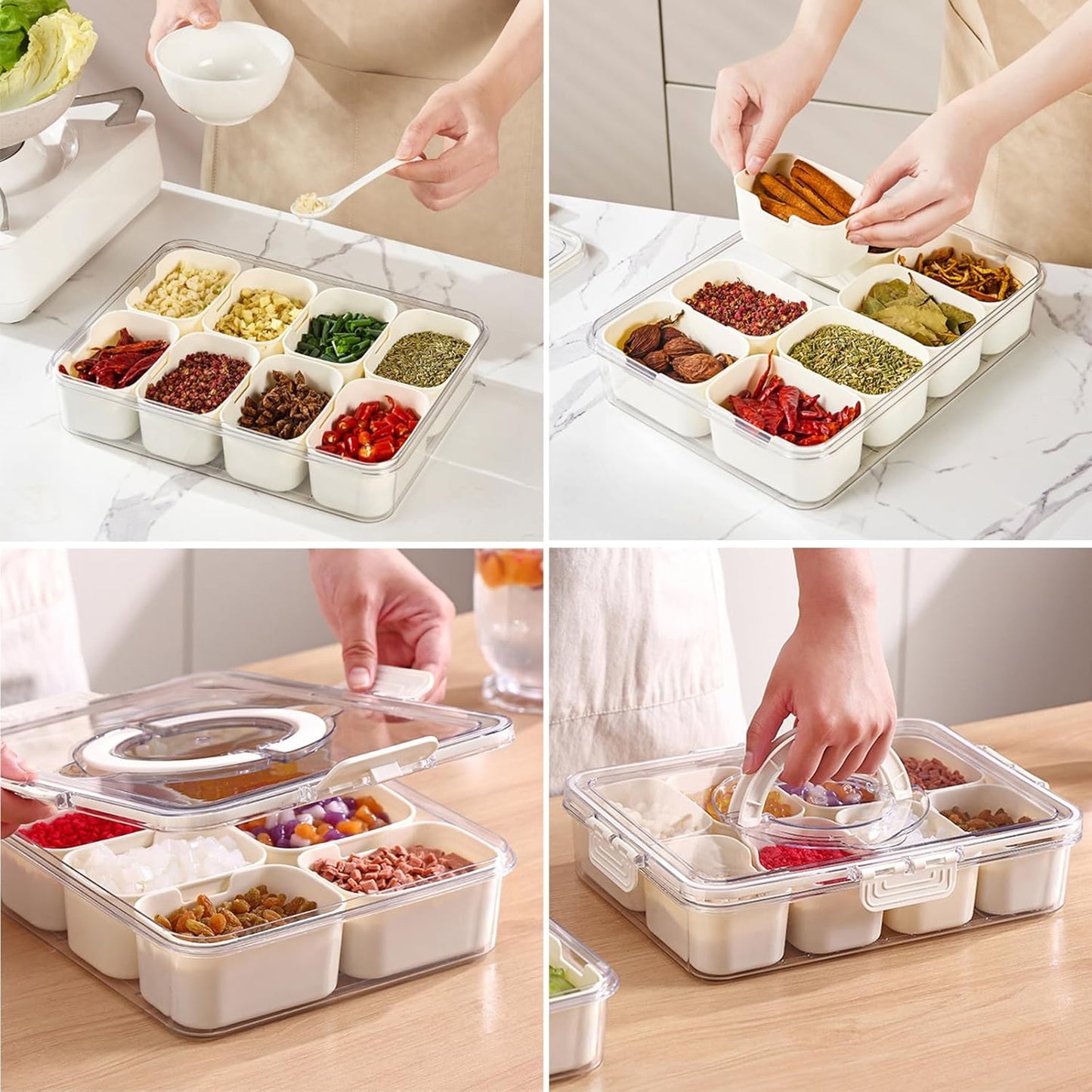 6-compartment Fridge Storage Box With Lid