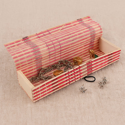 Multi-purpose Handcrafted Bamboo Mat Style Pen Pencil  Makeup Box (1 Pc)