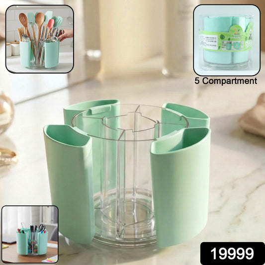 Multipurpose 5 Compartment Rotating Pen Holder (1 Pc)