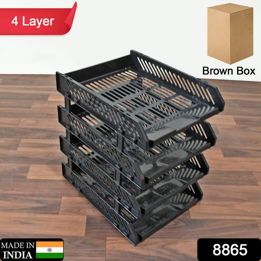 8865 File Cabinets Storage Rack Magazine Newspaper Rack Filing Cabinet Four-layer File Rack Stacking Rack Desktop File Storage Rack Office Data File Rack Drawer Type Classification Cabinet Desktop File Holder Organizer For Office (4 Layer)