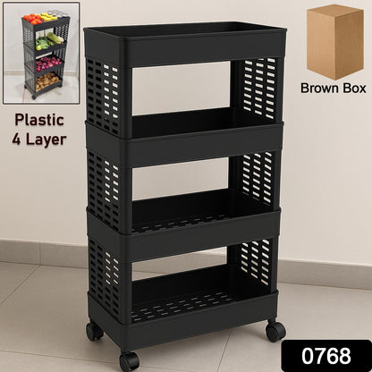 4-layer Plastic Storage Rack With Wheels