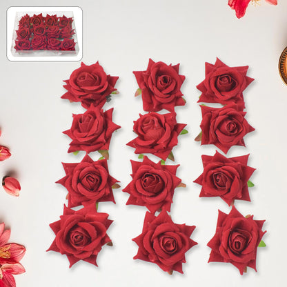 Flower Rose Hair Pin  Clip Velvet Flower Design (12 Pcs Set)