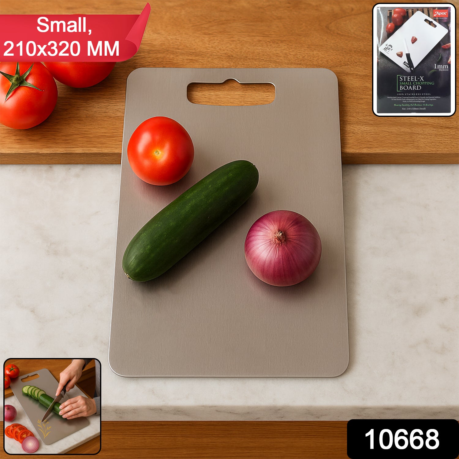 Apex Stainless Steel Multipurpose Small Chopping Cutting Board (210x320mm  1 Pc)