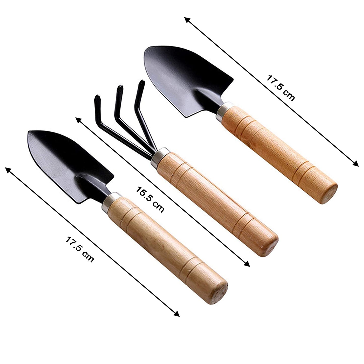 Garden Tool Kit Durable Hand Tools Set With Wooden Handle (3 Pc)