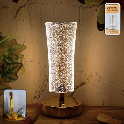 Crystal Table Lamp Sparkle Design Golden Base Led Decorative Bedside Lamp