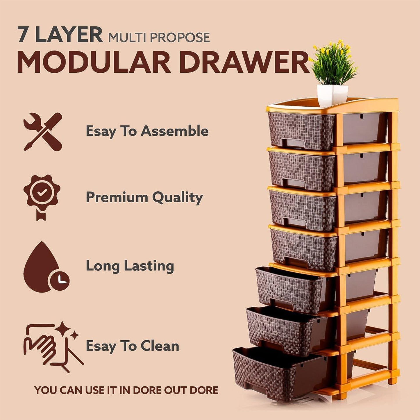 7-layer Multipurpose Plastic Storage Drawer Organizer