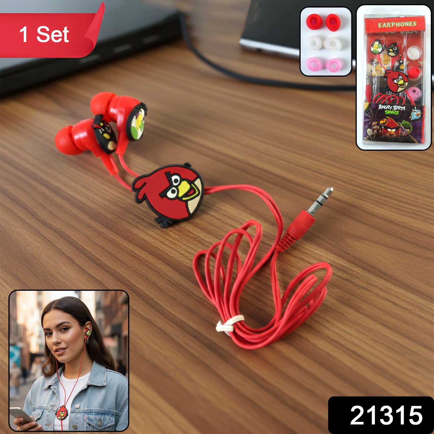Cartoon Character Wired In-ear Earphones (1 Set)